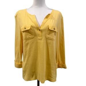 Charter Club Butter Yellow Pima Cotton Utility Top Quiet Luxury Large Summer